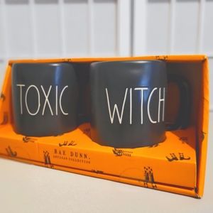 Set of 2 Rae Dunn TOXIC and WITCH Artisan Collection Mugs 16 Oz